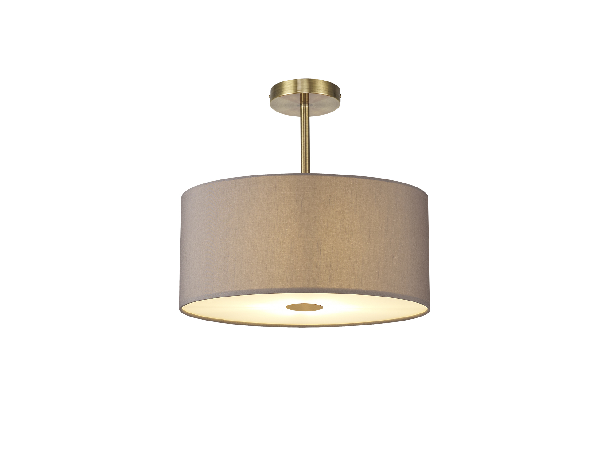 Baymont 40cm Semi Flush Flush 5 Light Antique Brass, Grey, Frosted Diffuser